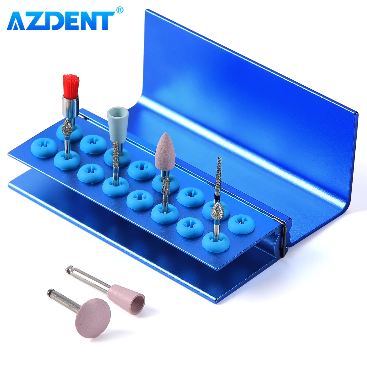 AZDENT Dental Bur Box Burs Holder 10/16 Holes With Silicon For FG RA Bur Dentistry Tools