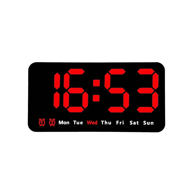 Sprachsteuerung, große digitale Wanduhr, Temperatur, Datum, Woche, DST, Schlummer-Tischuhr, 12/24 Stunden, Dual-Alarm, Wand-LED-Uhr – Detail 19