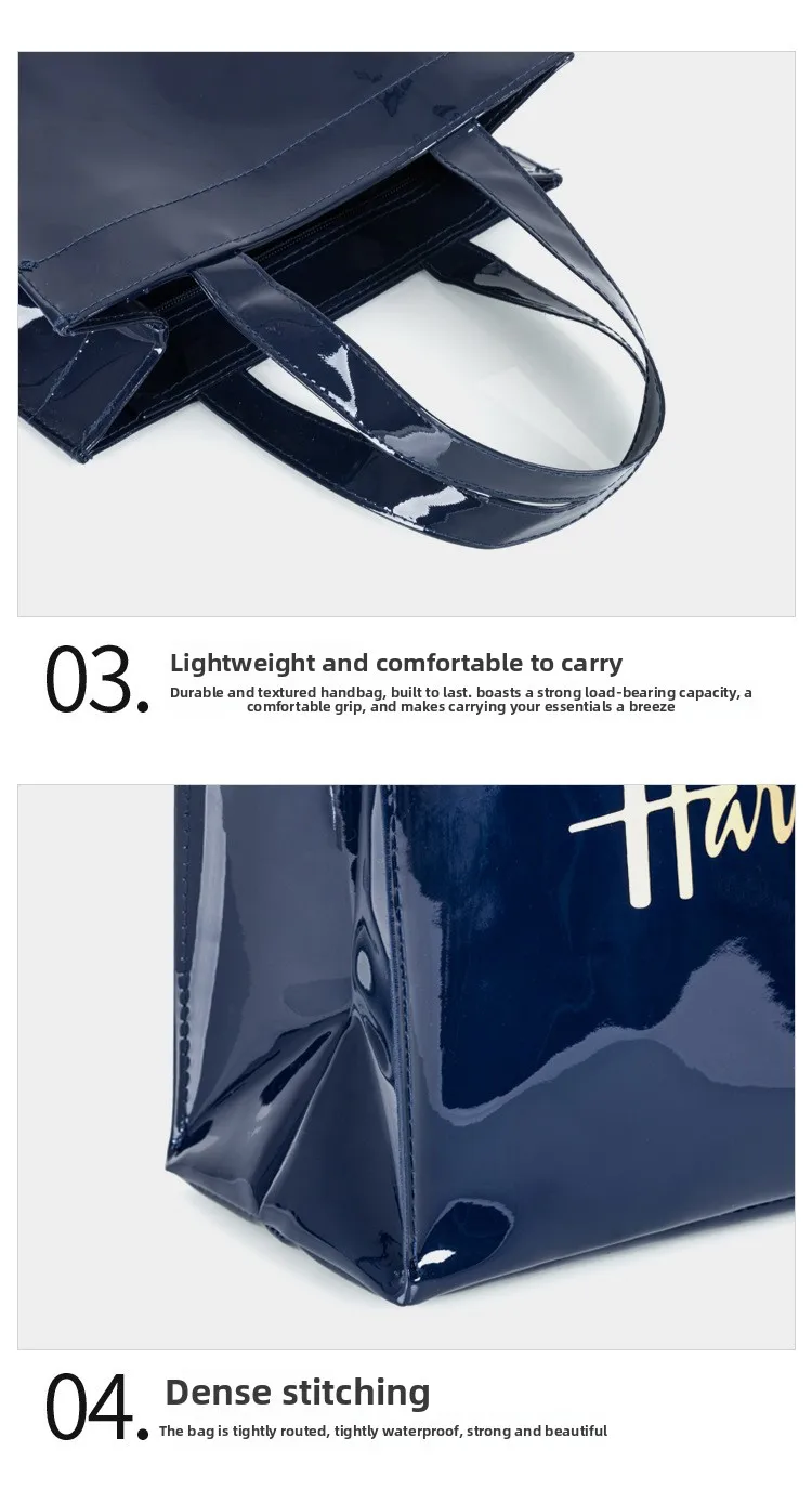 Minimalistische Wasserdichte PVC-Handtasche für Damen, Tragbare Einkaufs- und Aufbewahrungstasche – Detail 5