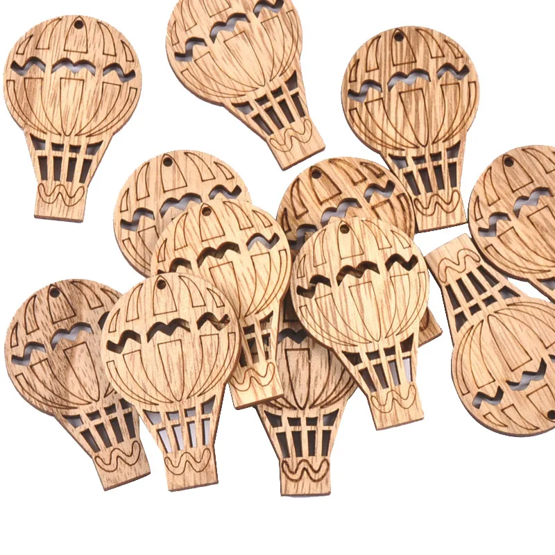 20 sztuk naturalne Retro Hot balon dmuchany drewna rzemiosła dla Handmade Scrapbooking ozdoby niedokończone drewniane Decor sztuka do domu m1614