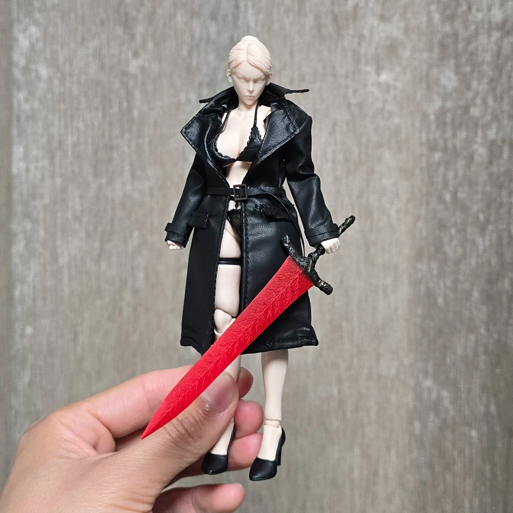 1/12 Scale Female Windbreaker Coat Middle Long Leather Jacket Clothes Accessory Model Fit 6''Soldier Action Figure Body
