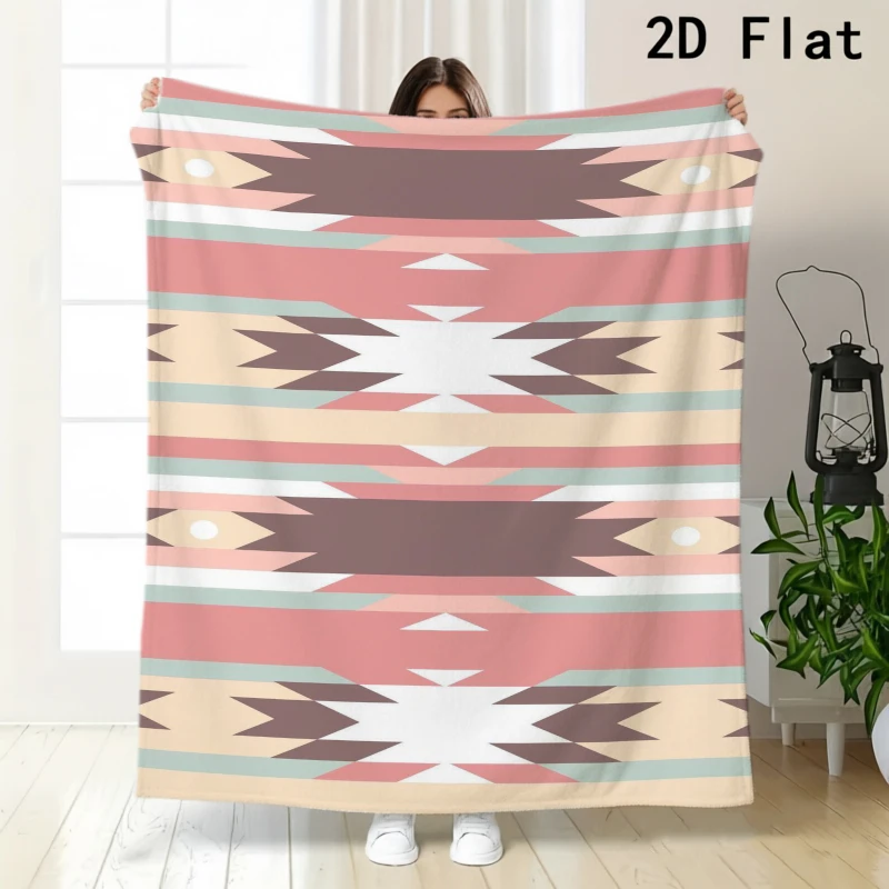 Pastel Navajo Striped Throw Blanket Guest Den Sunroom Lounge Soft Blanket Living Room Office Bedroom Gifts
