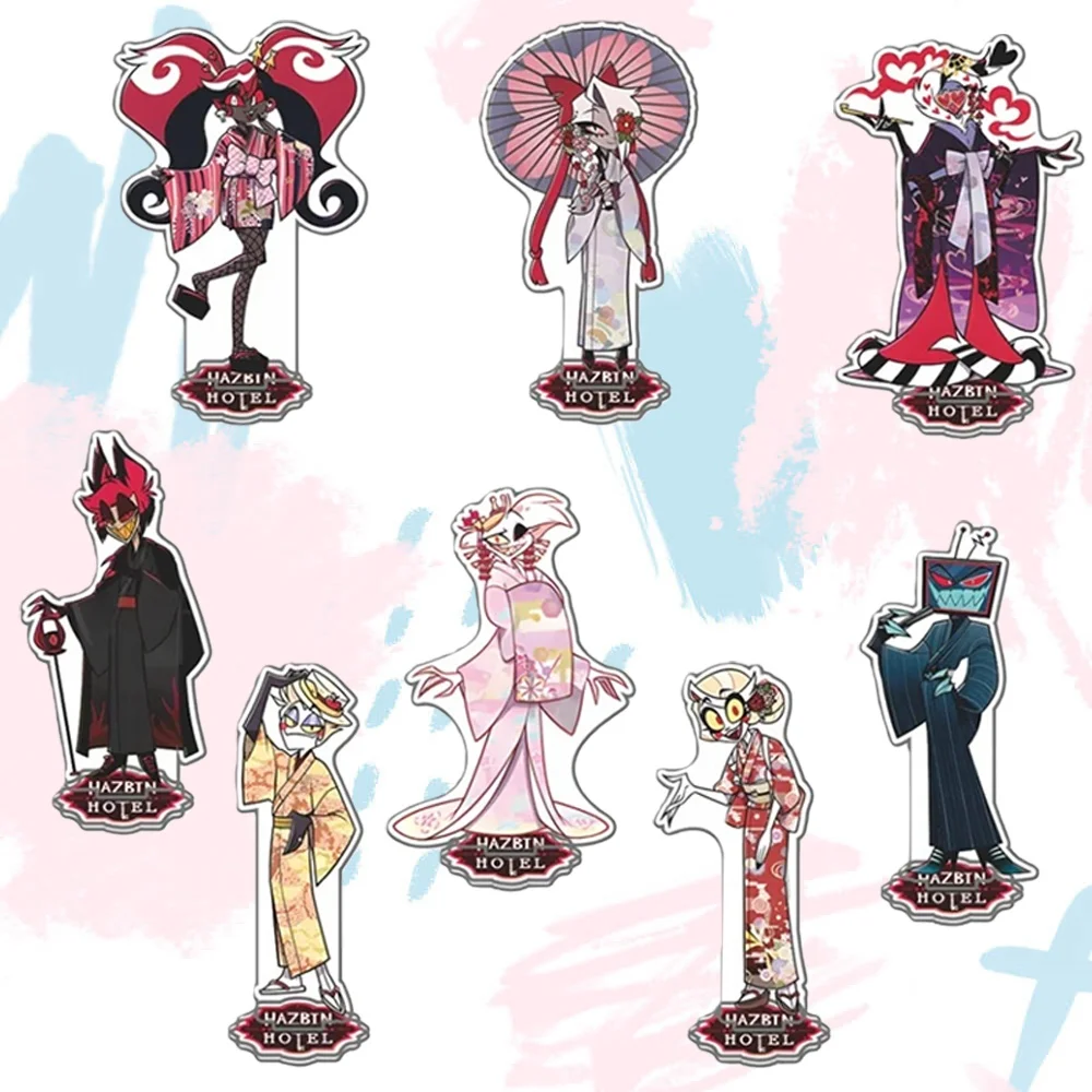 Anime Hazbin Hotel Vox Husk Valentino Vaggie Velvet 15CM Custom Anime Peripherals Acrylic Stand Desktop Ornament Festival Gift