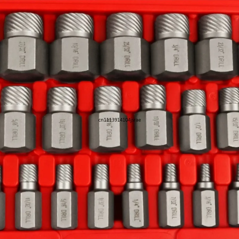25Pcs Damaged Screw & Bolt Extractor Set, British Standard Chrome Molybdenum Steel Hex Stud Remover Kit