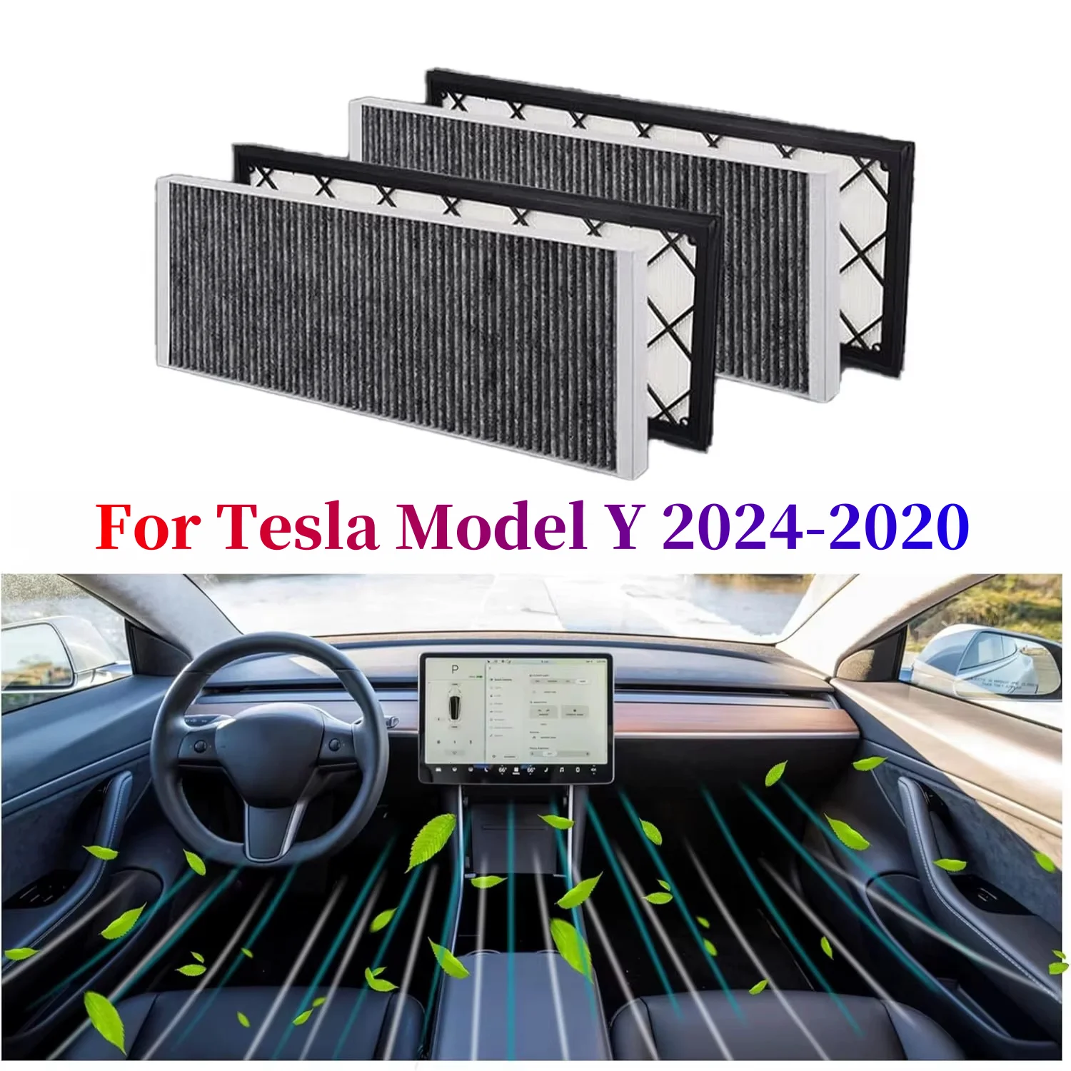 For Tesla Model Y 2020-2024 Cabin Air Filter HEPA Air Intake Filter Replacement with Activated Carbon forModel Y Accessories