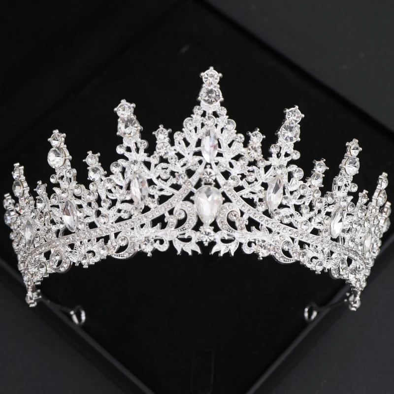 Barok Kristal Tiara 'S En Kronen Strass Prom Diadeem Kroon Voor Vrouwen Bruids Bruiloft Haaraccessoires Sieraden Kroon Tiara