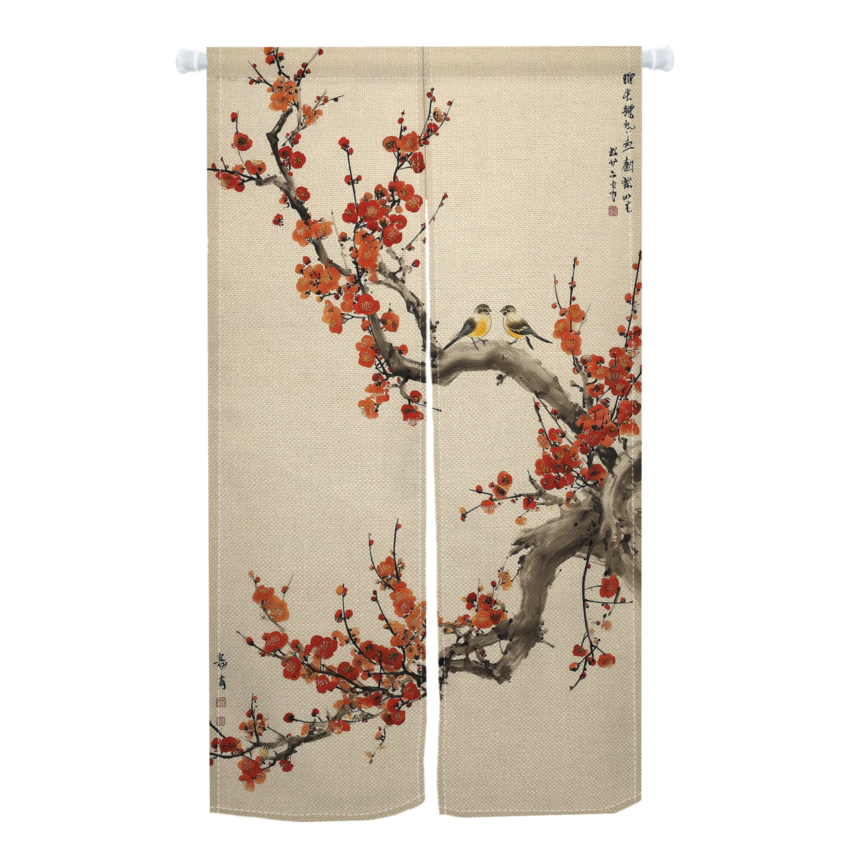 Japanese Noren Door Curtains Cherry Blossom Red Umbrella Patterns Linen Doorway Curtain Home Decor Kitchen Split Half Curtains