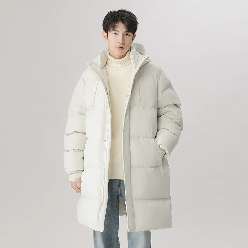 

Men Winter Fashion Casual Parkas Long Thicken Outwear Warm Coats Fleece Liner Hooded Windbreaker Coat Thick Cotton Padded Parkas