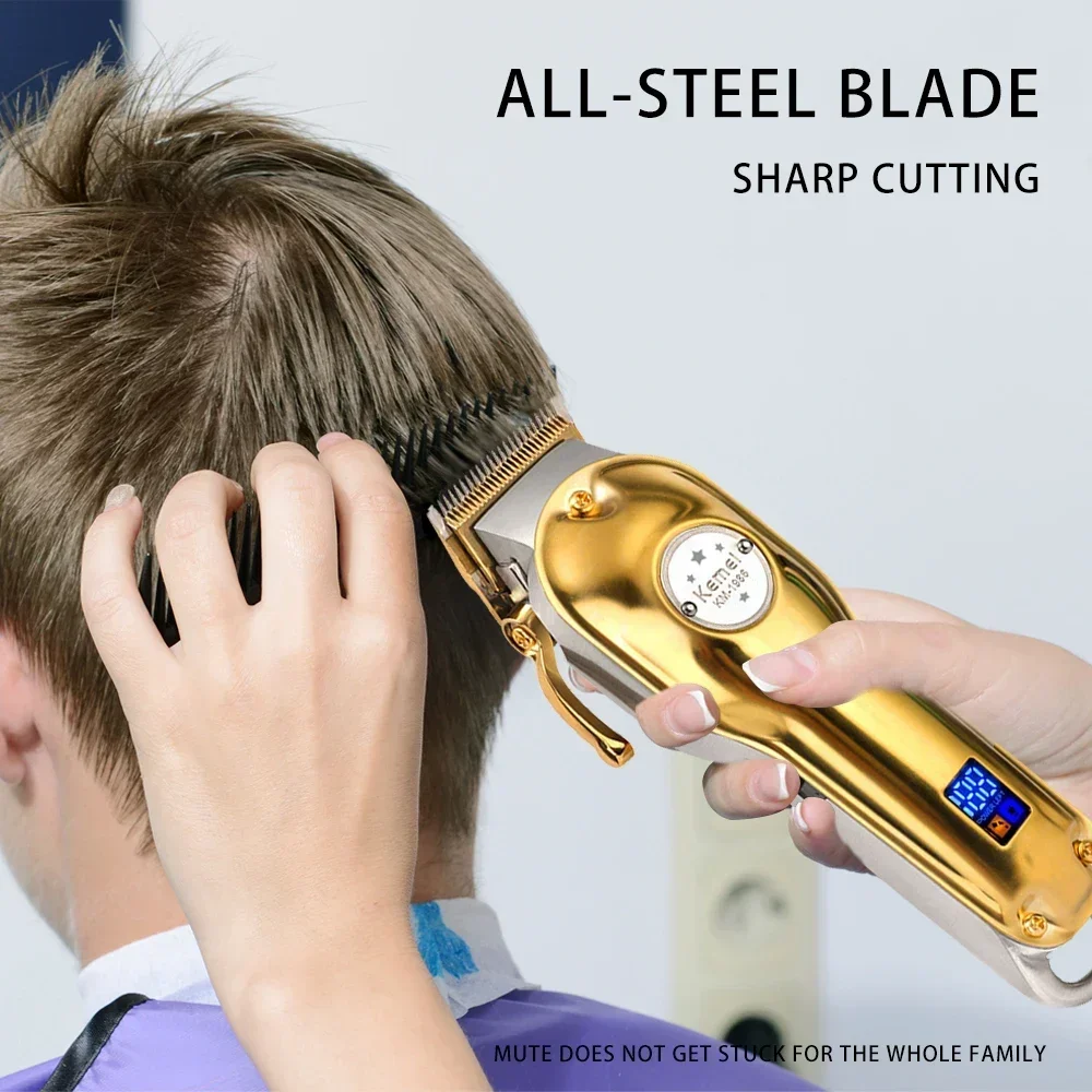 Kemei الشعر المتقلب للرجال المتقلب المهنية مقص الشعر الحلاقة الكهربائية قابلة للشحن آلة قطع الشعر KM-1986 كليبرز