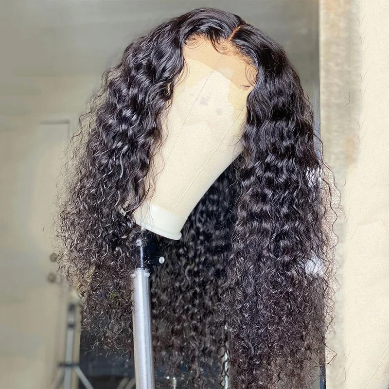 Perruque Lace Front Wig bouclée noire sans colle, 26 pouces, pre-plucked, avec cheveux de bébé, douce, densité 180, pour femmes noires