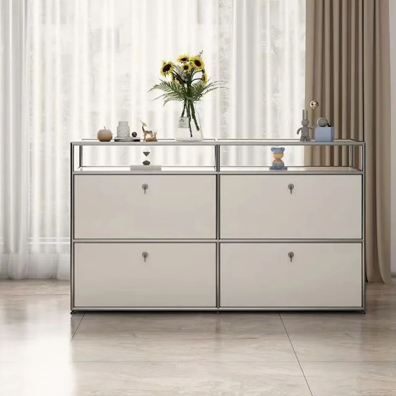 Stainless steel cabinet module dining side cabinet TV  module light luxury simple modern single group metal