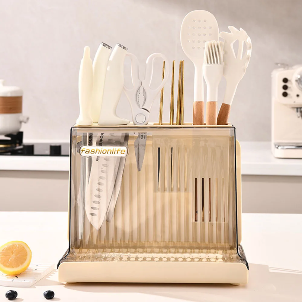 

Indoors Cutters Storage Holder Transparent Large Capacity Cutters Shelf Kitchen Accessories