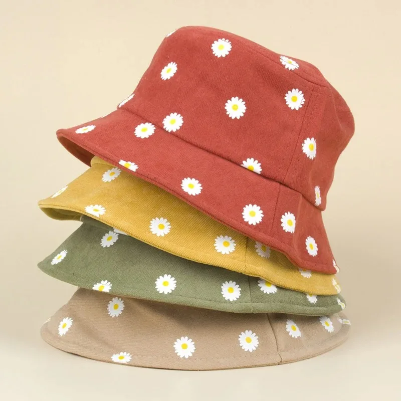 

Summer Wide Brim Daisy Pattern Kids Bucket Hat Cute Flower Baby Boys Girls Sun Hat Soft Kids Chilren Fisherman Panama Caps