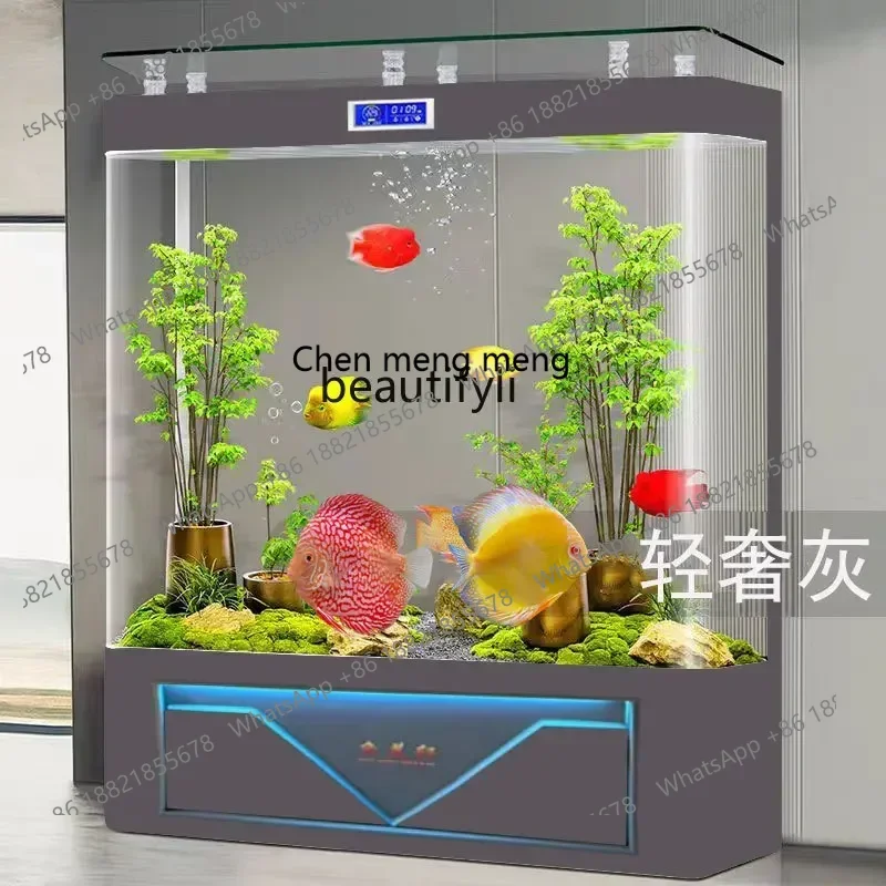 cn8617 ss new Simple round HD Glass Floor Vertical Fish Tank Home Living Room Wall Home Change Water ss 8617