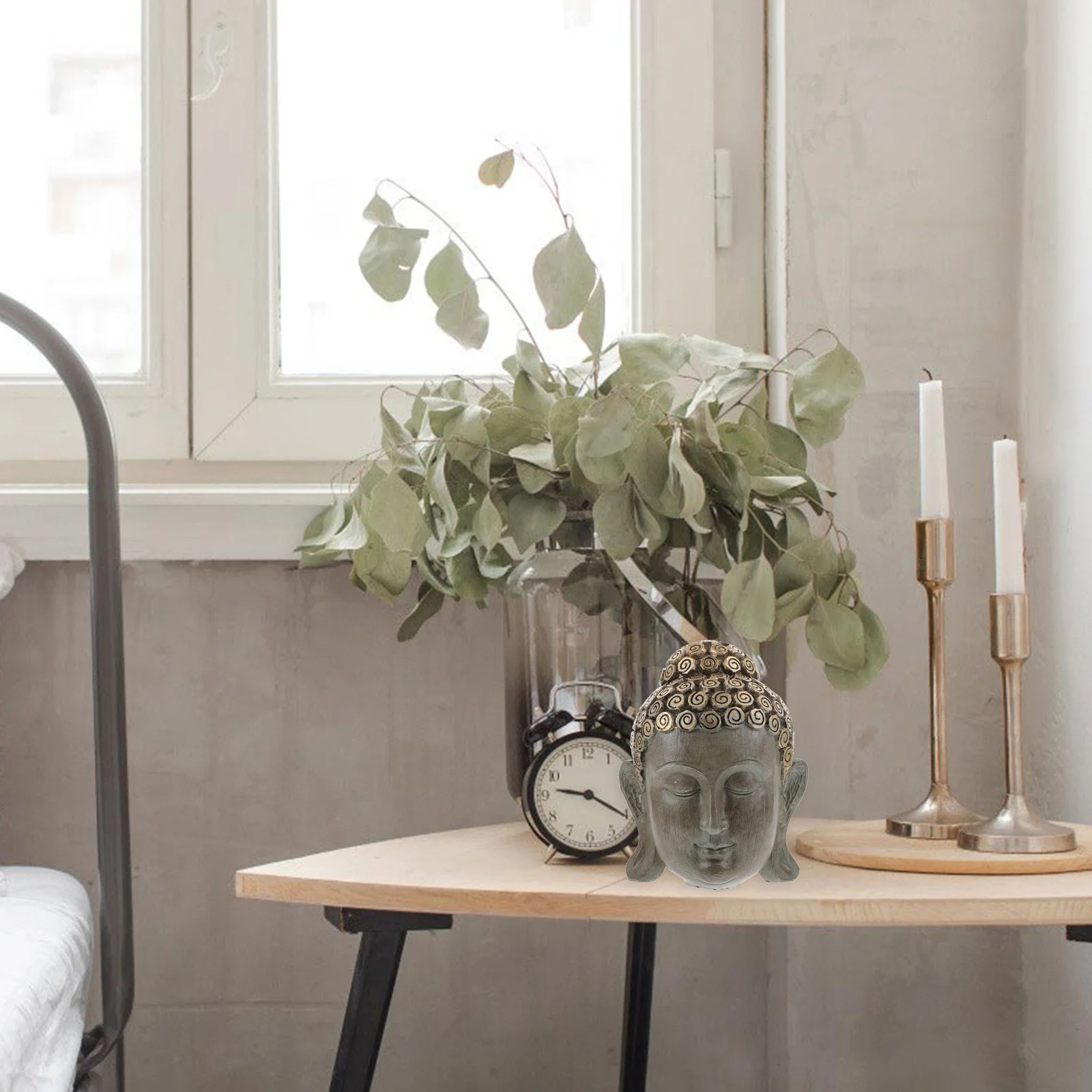 

Buddha Face Wall Hanging Vintage Resin Sculpture Buddha Artwork for Home Temple Office Decoration Home Door Hanging