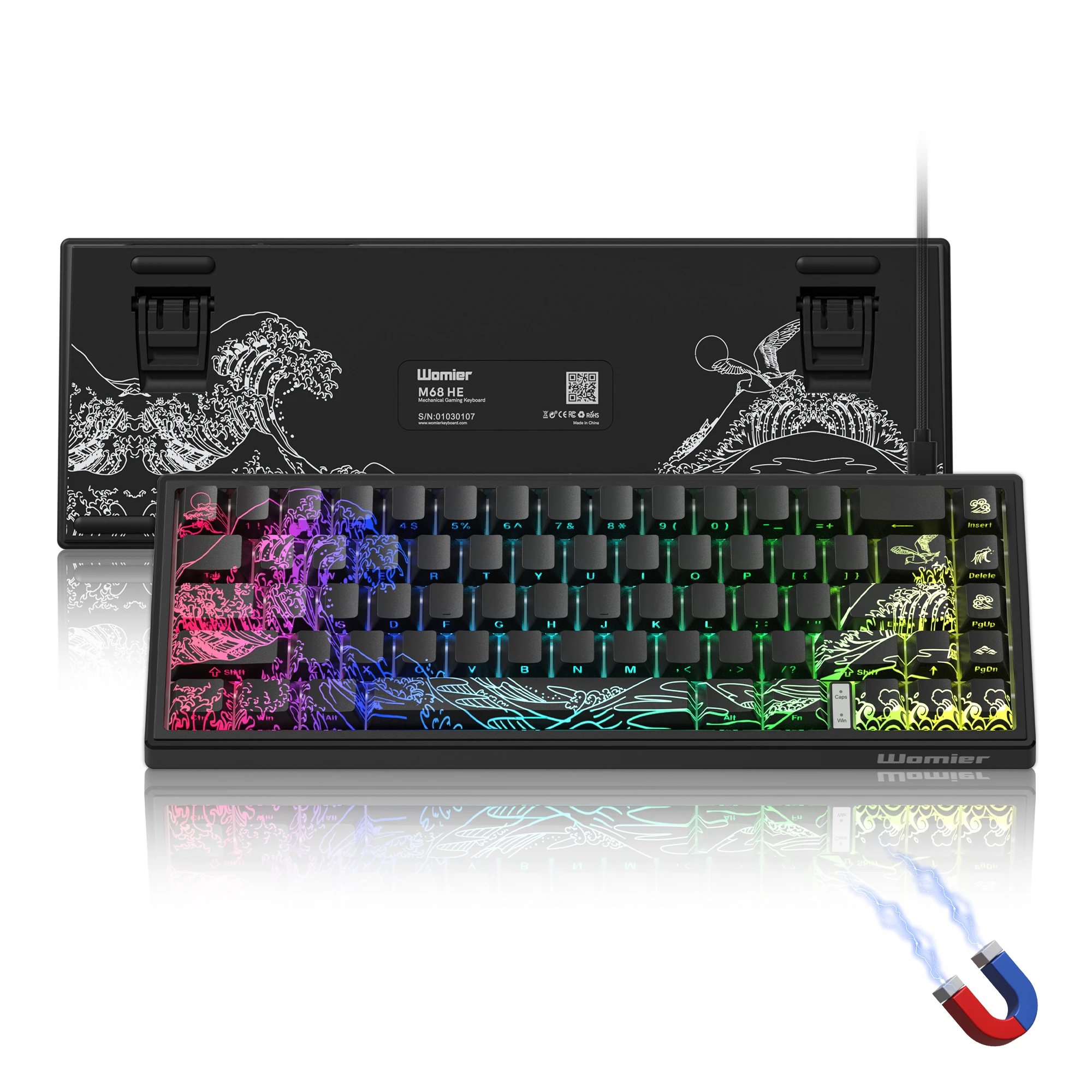 Womier M68 HE V2 Black Coral Sea Web Drive Rapid Trigger Rgb Mechanical Keyboard Magnetic Switches Wired Keyboards for Mac Win