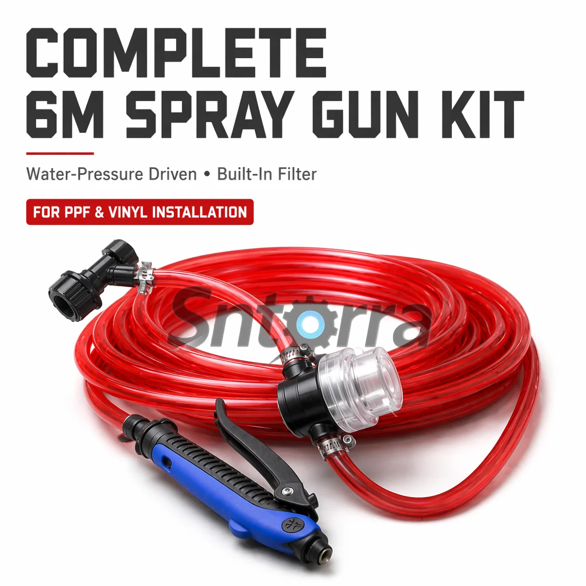 6M PPF Spray Gun Kit with Built-in Filter Water Pressure Sprayer for Car Vinyl Wrap Window Tint Installation, No Battery Needed