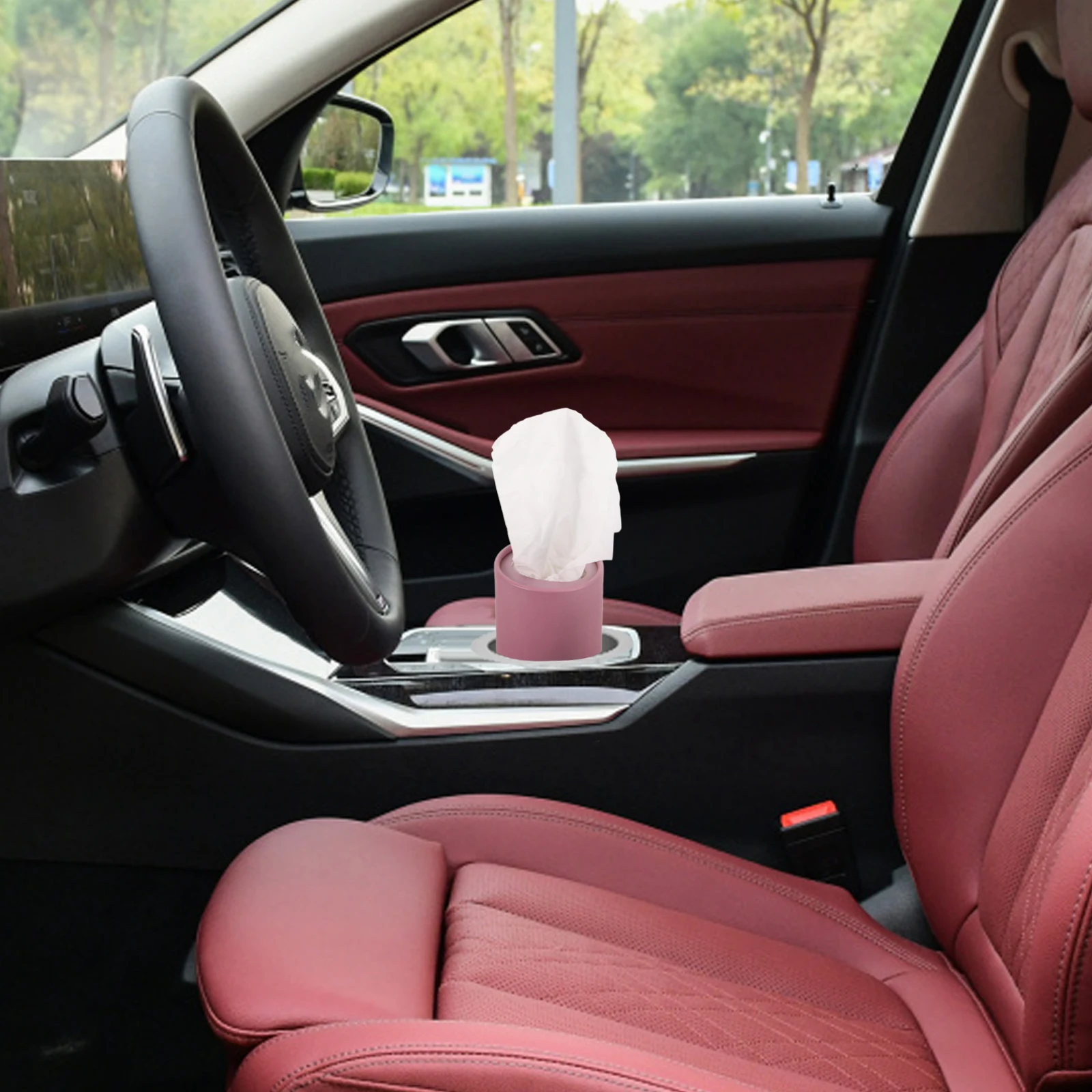 

2pcs Car Tissue Box Holder Cylinder Red Blue Refillable Durable Travel Container Vehicle Accessories Storage Organizer