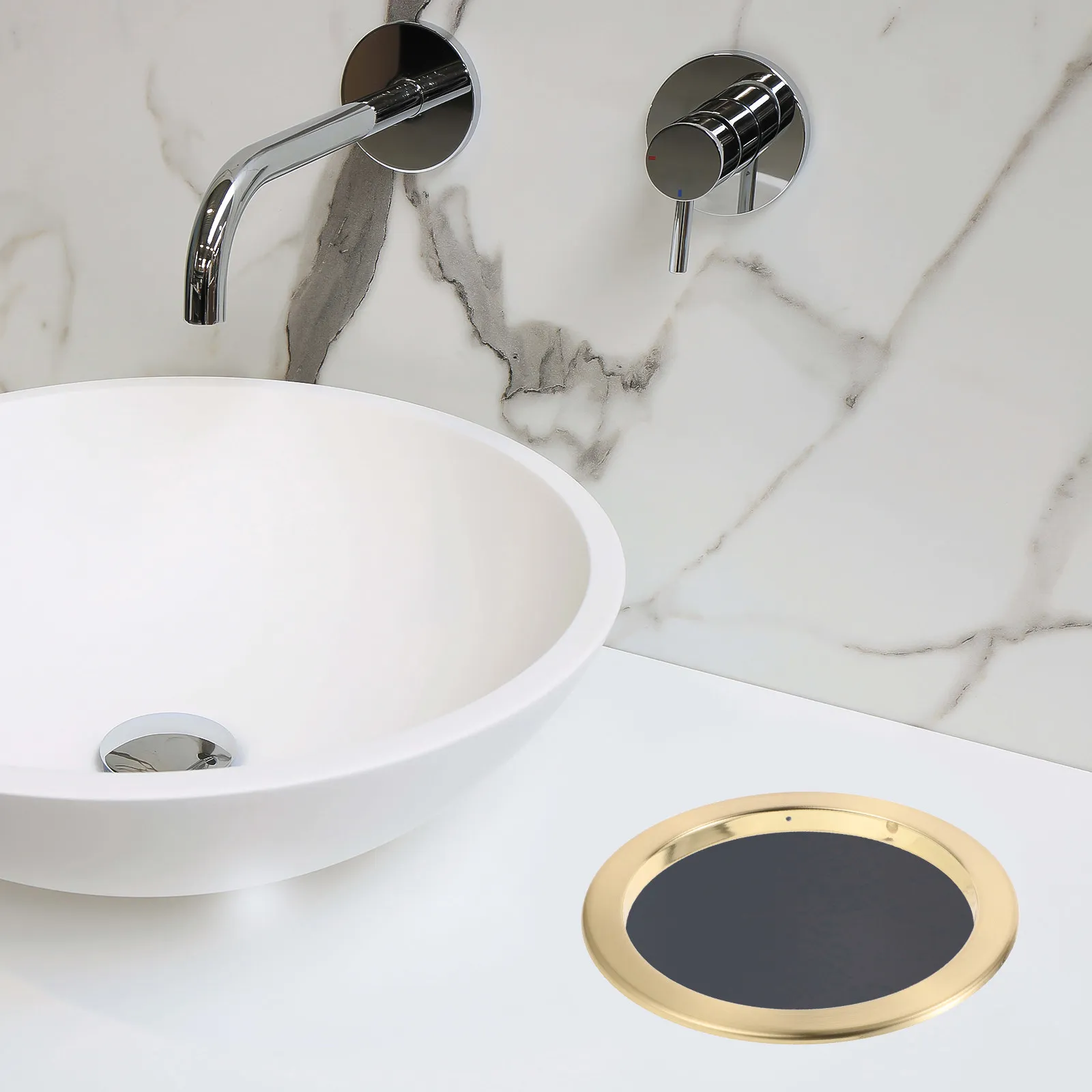 

Kitchen Trash Bin Lid Stainless Steel Embedded Recessed Round Countertop Grommet Replacement Trash Chute Cover