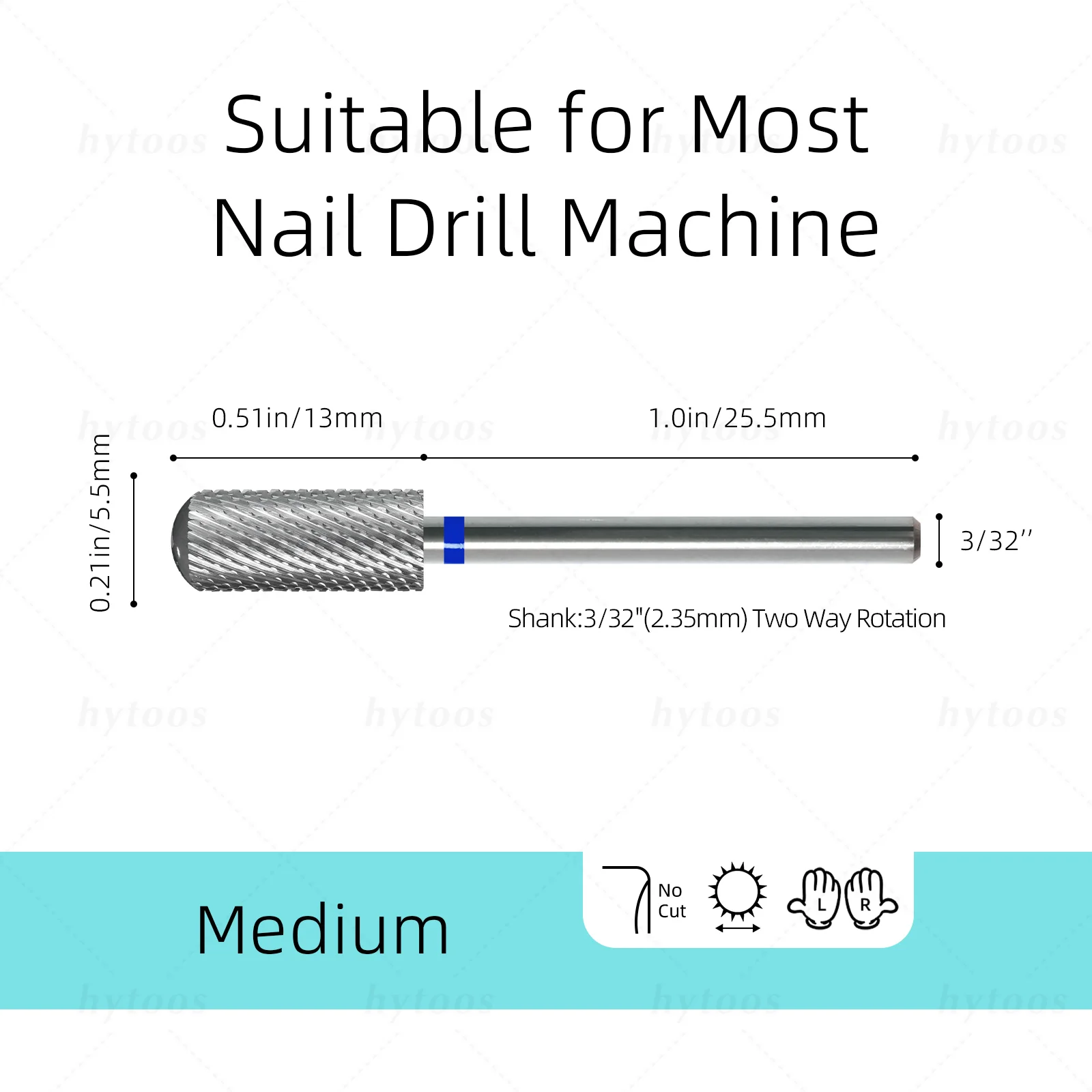HYTOOS 5.35mm Safety Barrel Nail Drill Bit – Pro Gel Polish Removal Bit for Electric Nail Files Fast & Safe Acrylic & Poly Gel