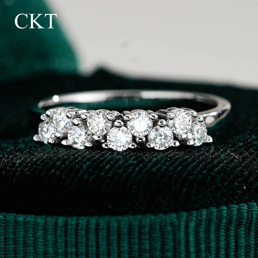 

CKT Luxury 18k White Gold Hip-hop Asymmetrical Rings for Women's Diamond Mossanite Platinum Pt950 Ring Wedding Bands Jewelry
