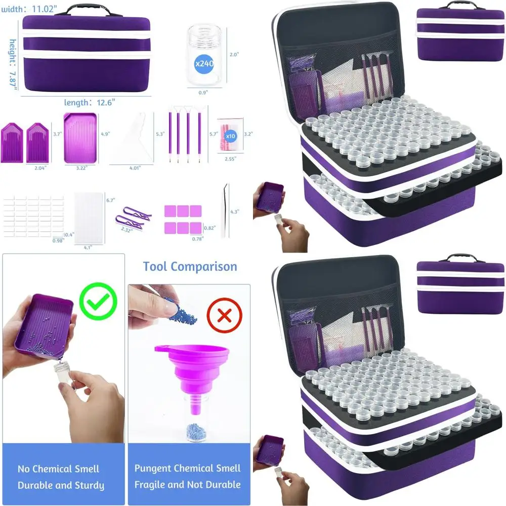 

Органайзер для хранения аксессуаров и инструментов Purple Diamond Art с 240 отделениями