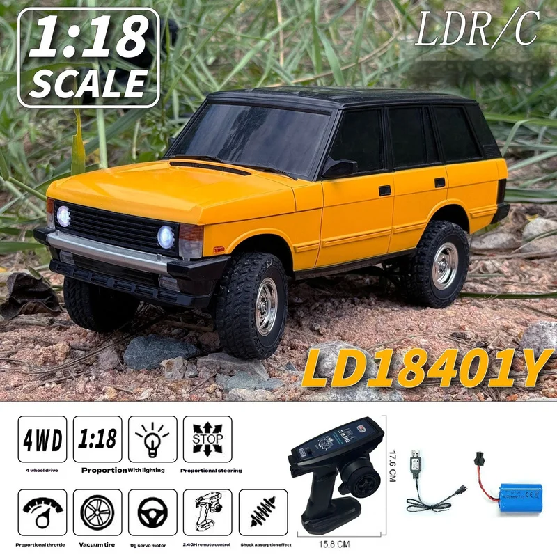 

LD18401 1:18 4WD Радиоуправляемый автомобиль 2,4G Полномасштабный пульт дистанционного управления Имитация внедорожного пульта дистанционного управления Амортизирующий автомобиль для скалолазания