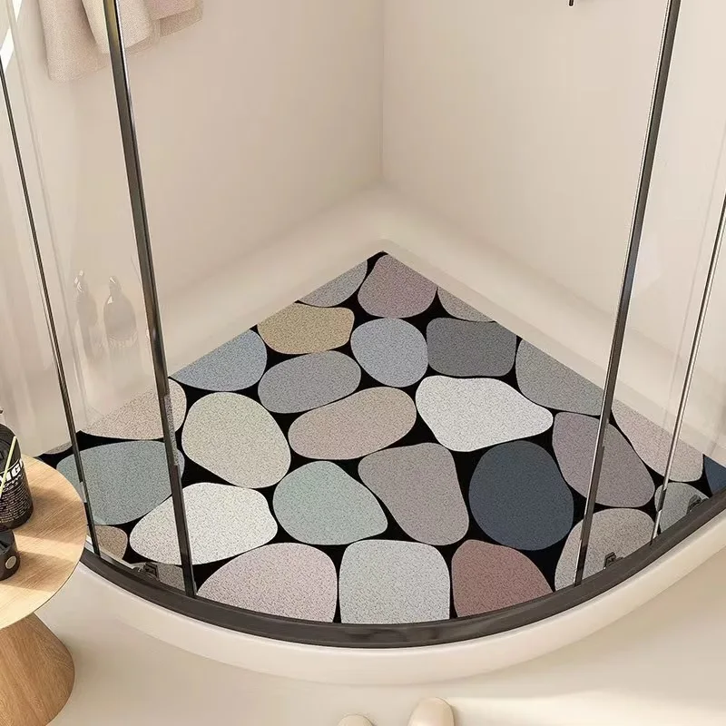 Anti-slip Corner Shower Carpet, PVC Floor Mat, Sand Scraping, Dust Removal Foot Mat, Hotel Home Toilet, Bathroom Shape, 55x55cm