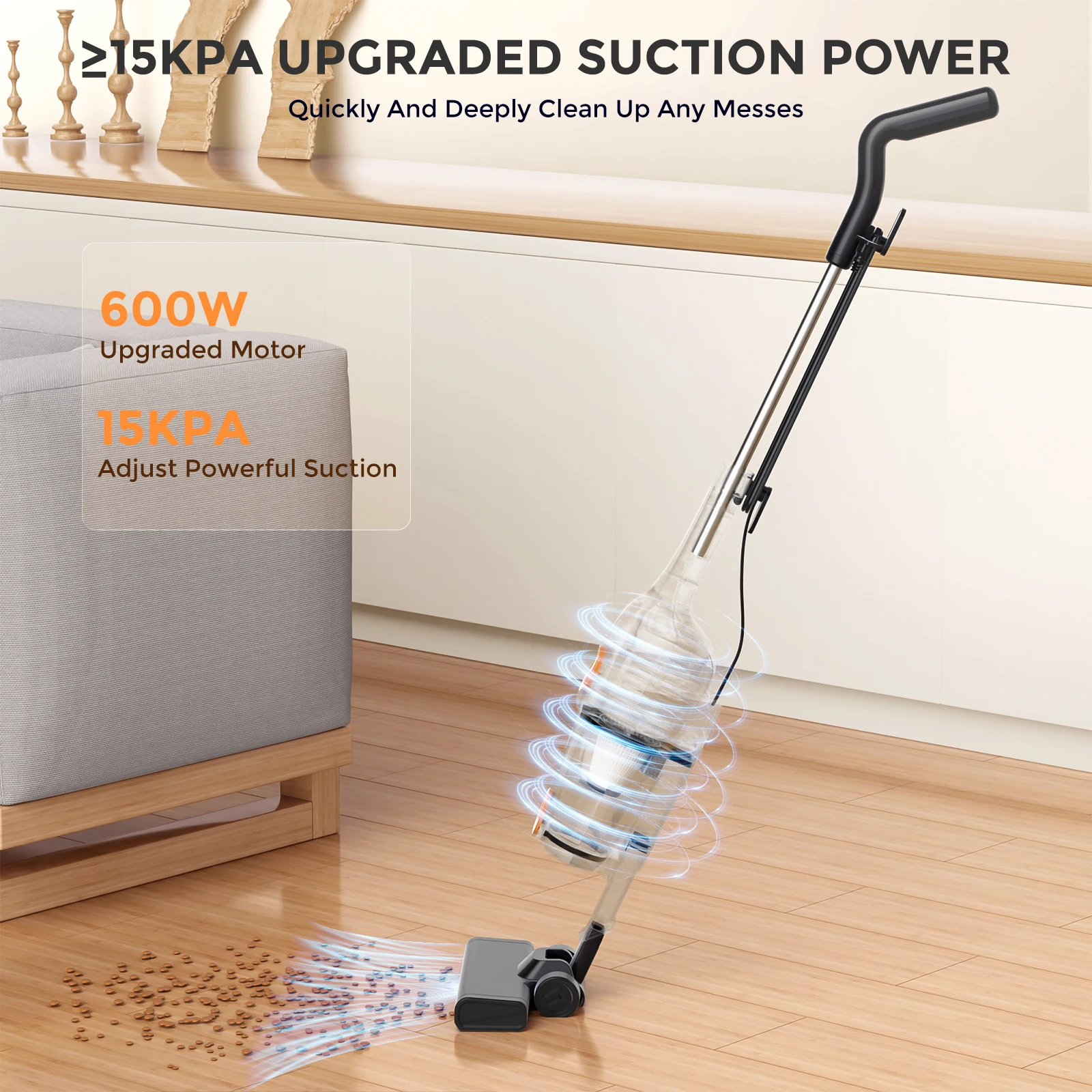 Sejoy 110/220v Corded Vacuum Cleaners 15Kpa Powerful Suction 600W Motor Stick Handheld Vacuum Cleaner for Home Pet Hair Carpet