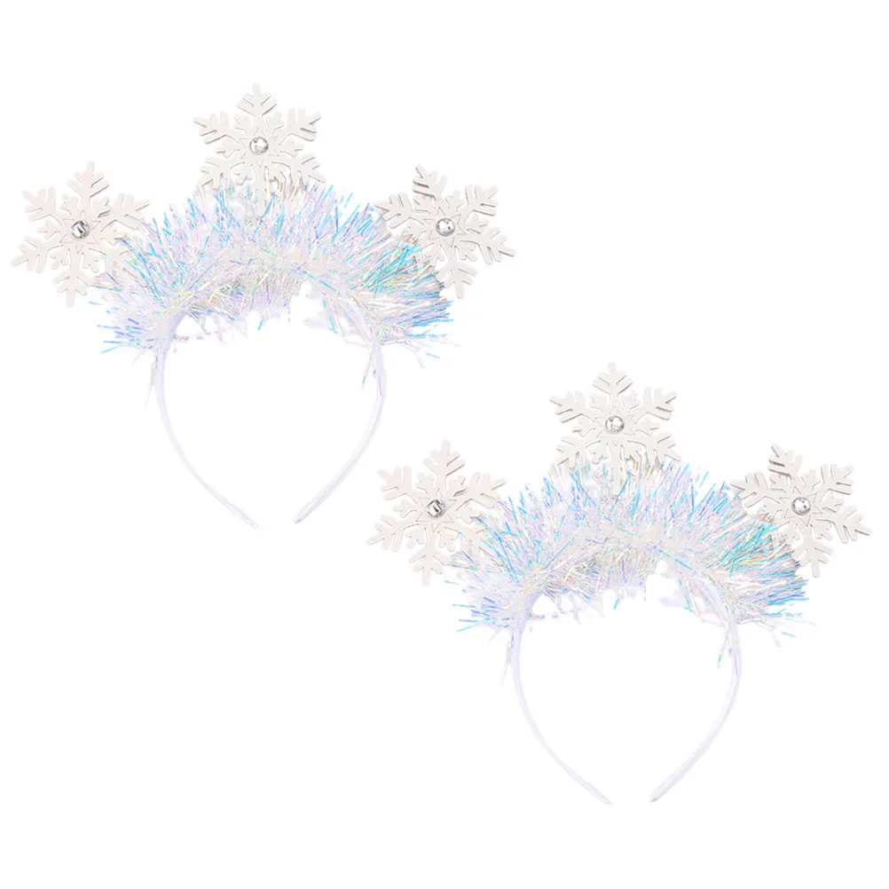

2pcs Snowflake Headband Christmas Glitter Hair Band for Girls Women Plastic Durable Comfortable Hold Firmly Easy