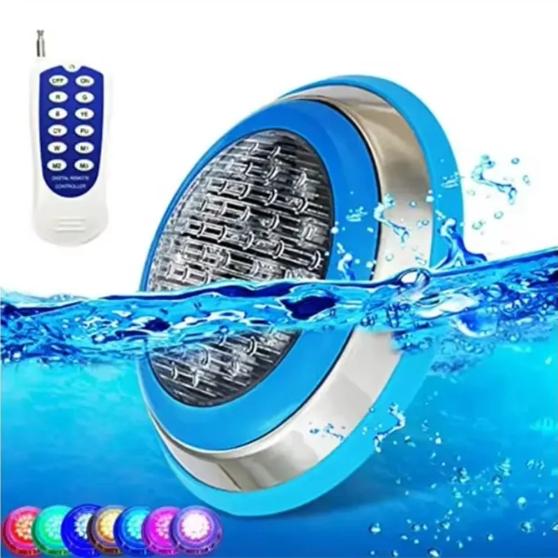 

Stainless Steel Wall-Mounted LED Pool Lamp with Remote Control IP68 Rated Underwater Light for Swimming Pools