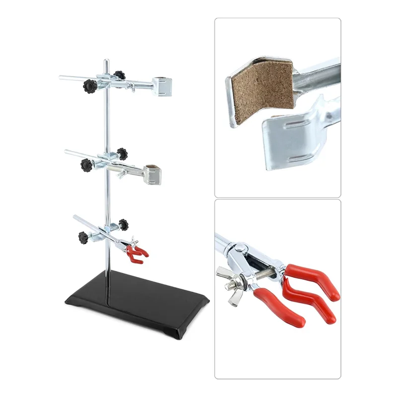 

ABFU-Iron Clamp Holder, Flask Clamp, Condenser Stand And Lab Support Stand Set, Laboratory Grade Metalware