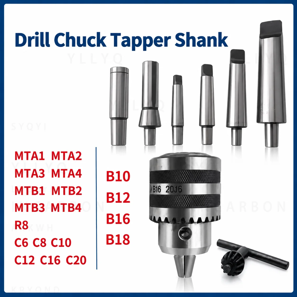 1 Set R8 M12 7/16 MT1 MT2 MT3 MT4 C6-C20 B10-B18 Drill Chuck Arbor Taper Shank Adapter for Lathe Drilling Machine
