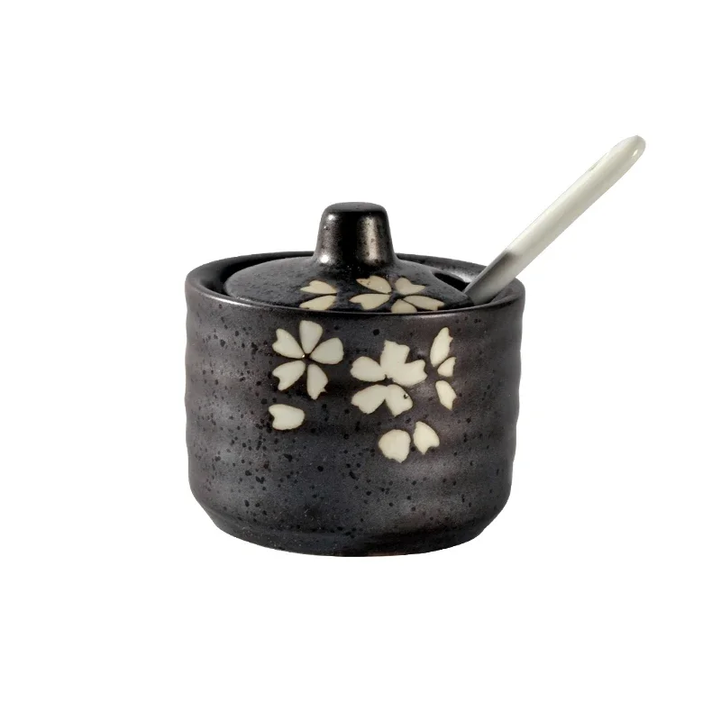 Japanese Style Seasoning Jar Condiment Bottle Ceramic Spice Box Creative Kitchen Utensils Oil Salt Small Jar Seasoning Bottle