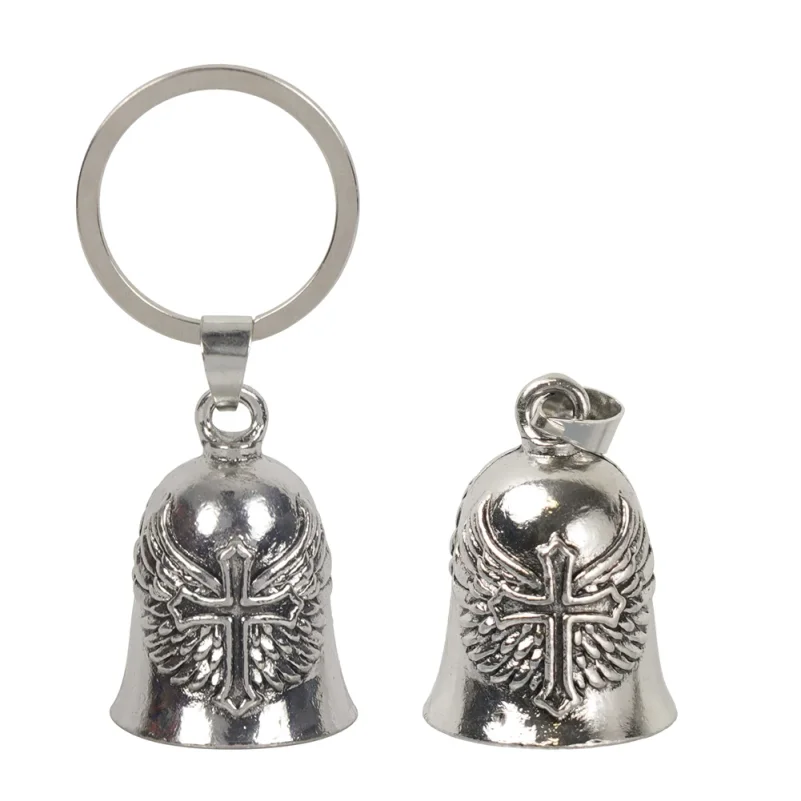 Motorcycle Guard Bell Stainless Steel Motorcycle Angel Bell Spirit Bells with Chain or Keyring Guard Riding Bell Pendant view 4