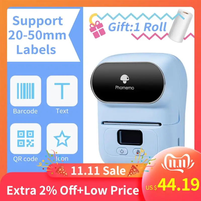 New M110 Self-adhesive Smart Thermal Label Printer for Business,Barcode Label, Price Tag, Address Wireless Sticker Printer