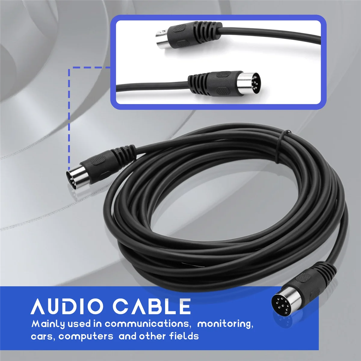 

#909J 8 Pin Din Male to Male Speaker Audio Cable Adapter for Surveillance Automotive Computers Television Precision 5M (black)