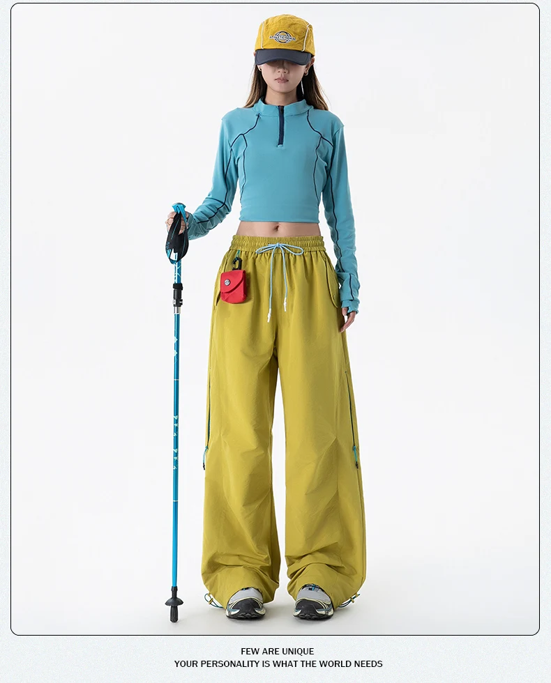 CHRLCK Women's Waterproof Hiking Pants Loose Quick Drying Cargo Pants Fishing Camping Cycling Trekking Jogging Trousers