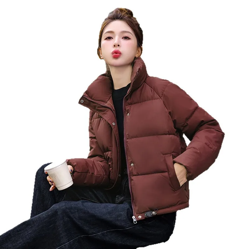 เสื้อโค้ทผู้หญิงสำหรับฤดูใบไม้ร่วงและฤดูหนาว ผ้าฝ้าย ไซส์ใหญ่ บุขนหนา ดีไซน์เรียบง่าย สวมใส่สบาย สไตล์ลำลอง โดดเด่น ไม่ซ้ำใคร ทรงเข้ารูป