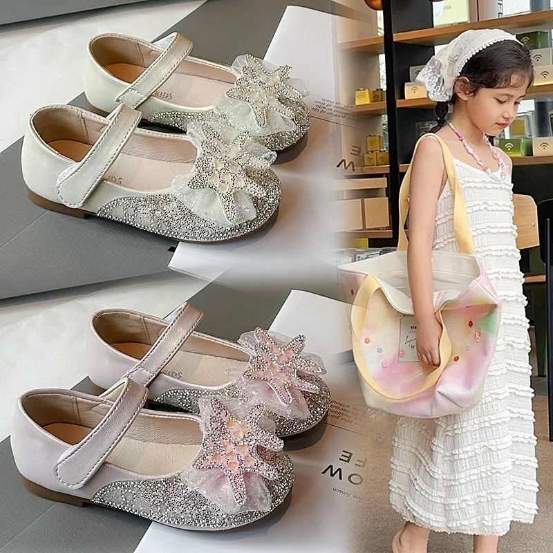 

Girls' Princess Shoes Spring Fashion Sequin Children's Leather Shoes Soft Sole Anti Slip Baby Kid's Casual Performance Shoes