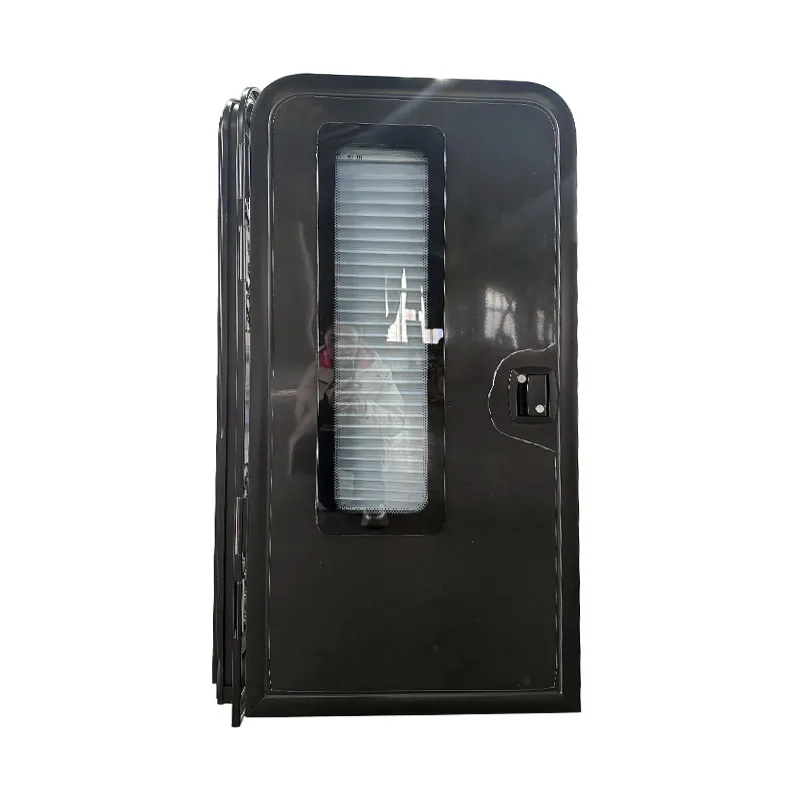 Black Color  Left-hinged 620*1200mm Camper Trailer Tiny Camper Door with Sun Blind Custom Sizes