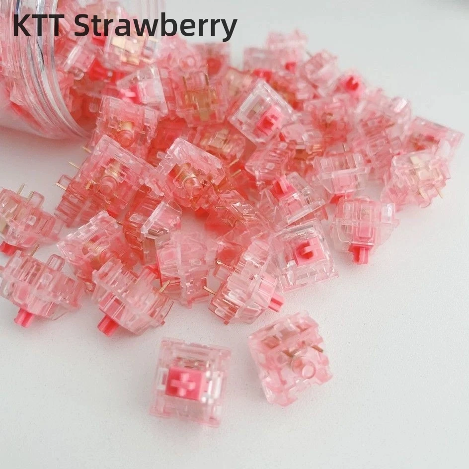 

KTT Strawberry Switch Linear 3Pin 5Pin Mx Switches Transparent Housing For Gaming Mechanical Keyboard POM PC PC Custom DIY