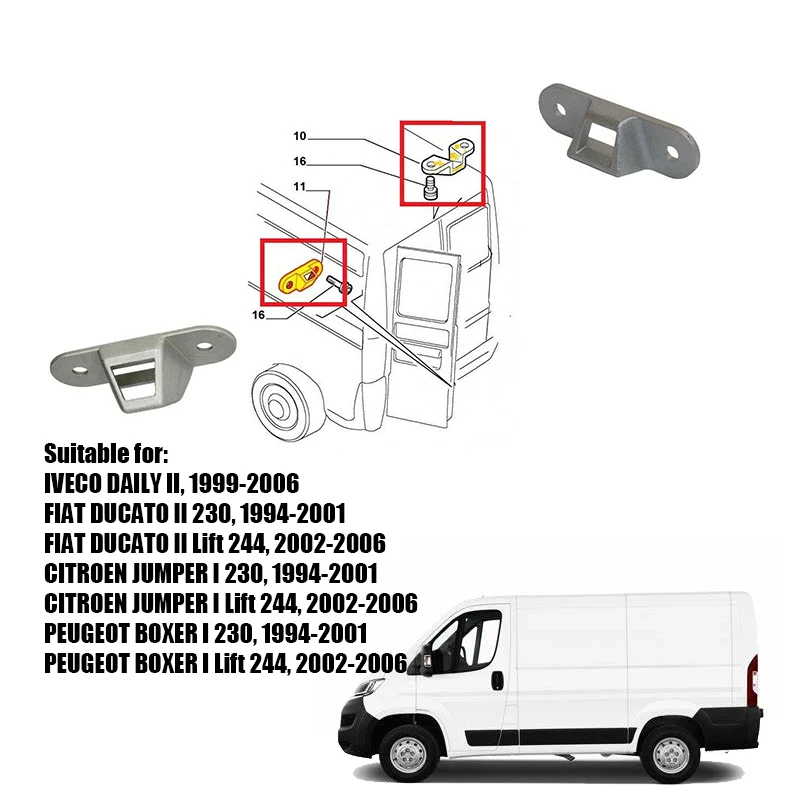 2x Closing Plate Door Lock Rear Upper Lower for Iveco Daily III 3  FIAT Ducato II  Jumper Boxer  1303898080,  1303896080