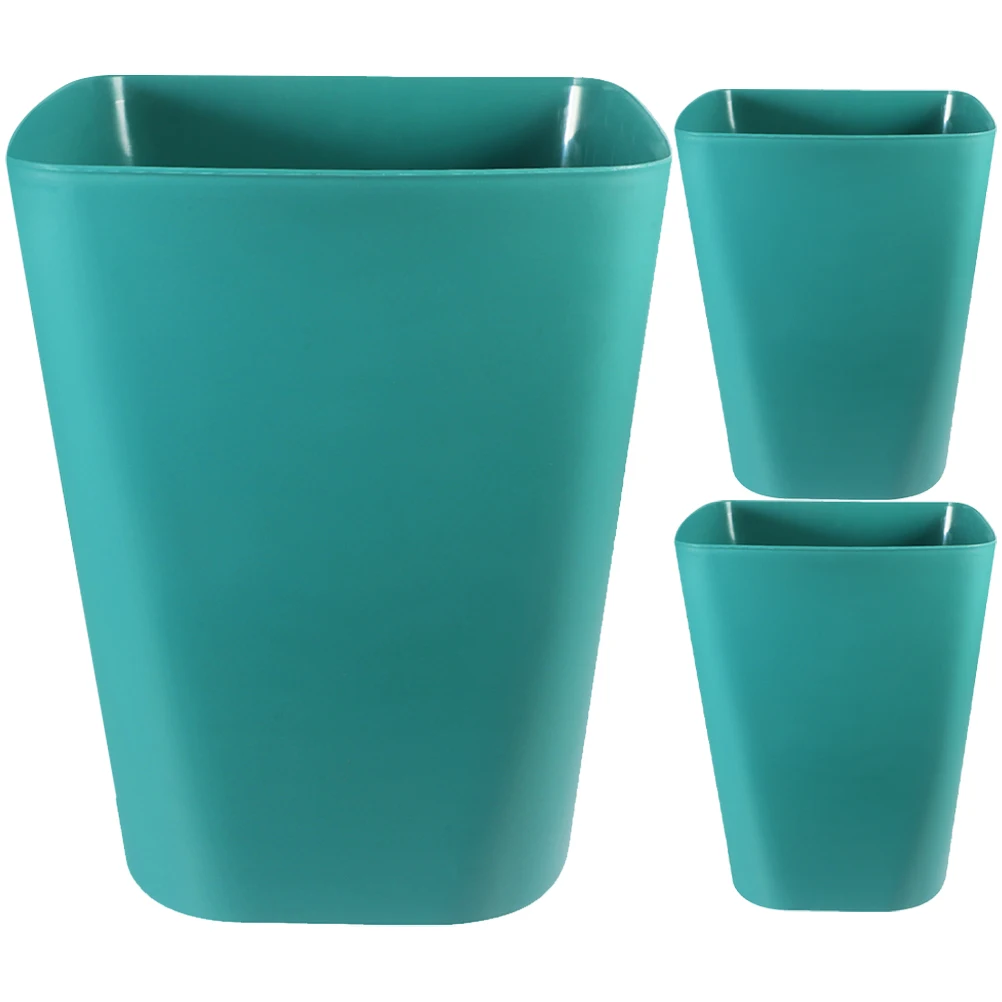 

3pcs Plastic Can Small Garbage Large Capacity Wastebasket Office Bathroom Hotel Bedroom Outdoor Sturdy Multi-Use Storage