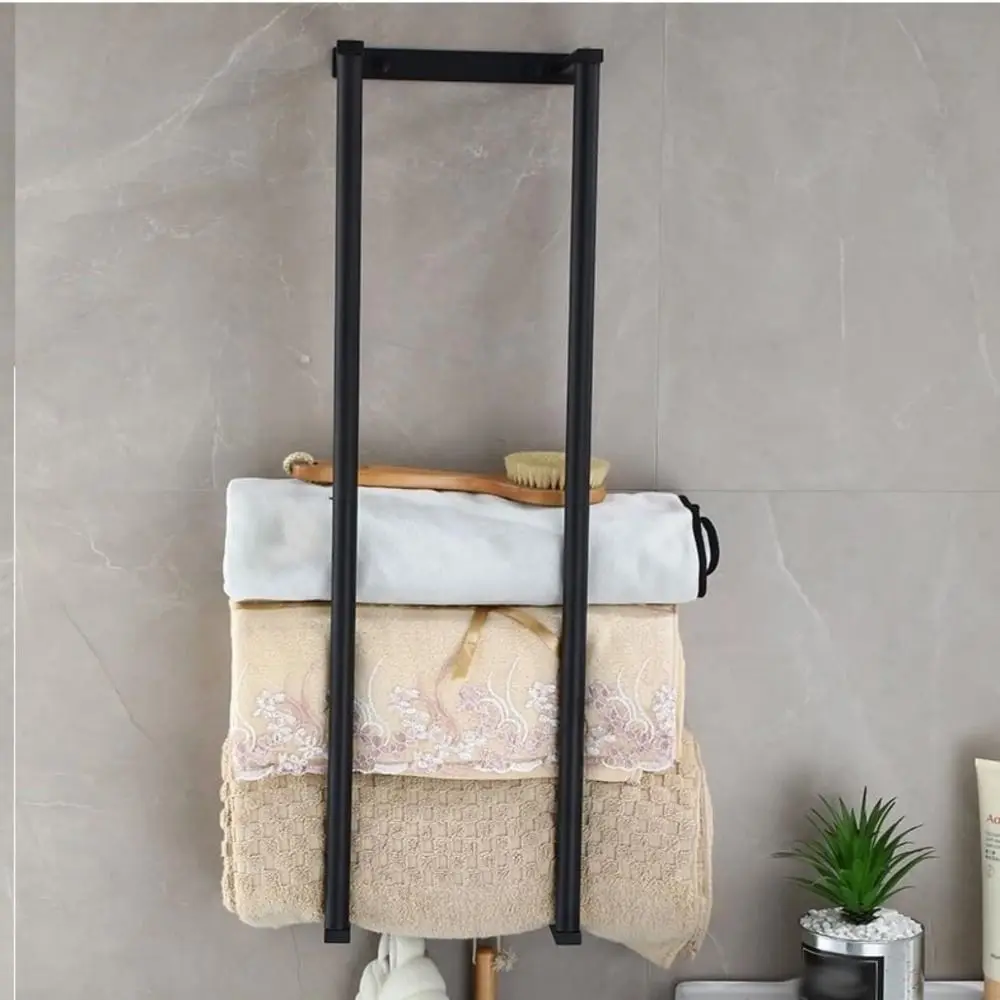

Wall Mounted Bathroom Wall Towel Rack Space Saving Strong Load-bearing Vertical Towel Rack Multi-functional Black