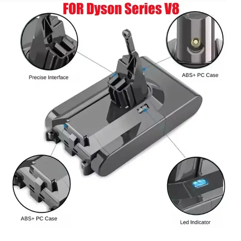 

12800mAh Original for Dyson V8 21.6V Battery for Dyson V8 Absolute/Fluffy/Animal Li-Ion Vacuum Cleaner Rechargeable Battery