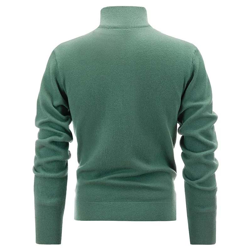 Men Pullovers Solid Sweaters Mock Neck Long Sleeve Sweater Knitted Loose Spliced Zipper 2025 Casual Autumn Slight Strech