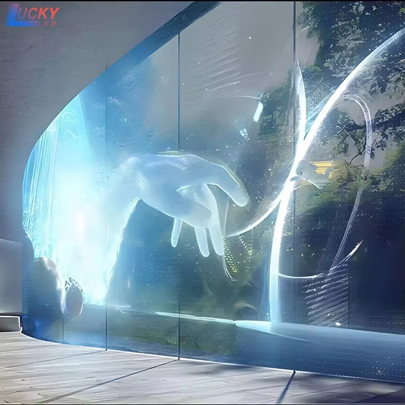 Przezroczysta holograficzna siatka projekcyjna, duża ekran projekcyjny 3D do hologramów, ekran do wyświetlania na scenie.