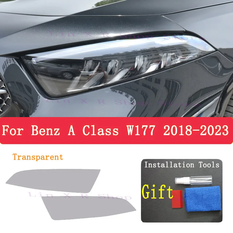 For Benz A Ciass W177 2018-2023 TPU Car Exterior Headlights Anti-Scratch Protective Film Headlamps Repair Sticker Accessories