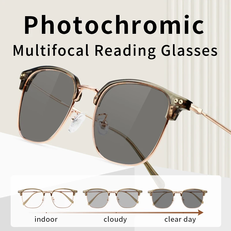 Photochromic Multifocal Reading Glasses  Lightweight Transition Sunglasses Man Woman  Readers, Intelligent Progressive